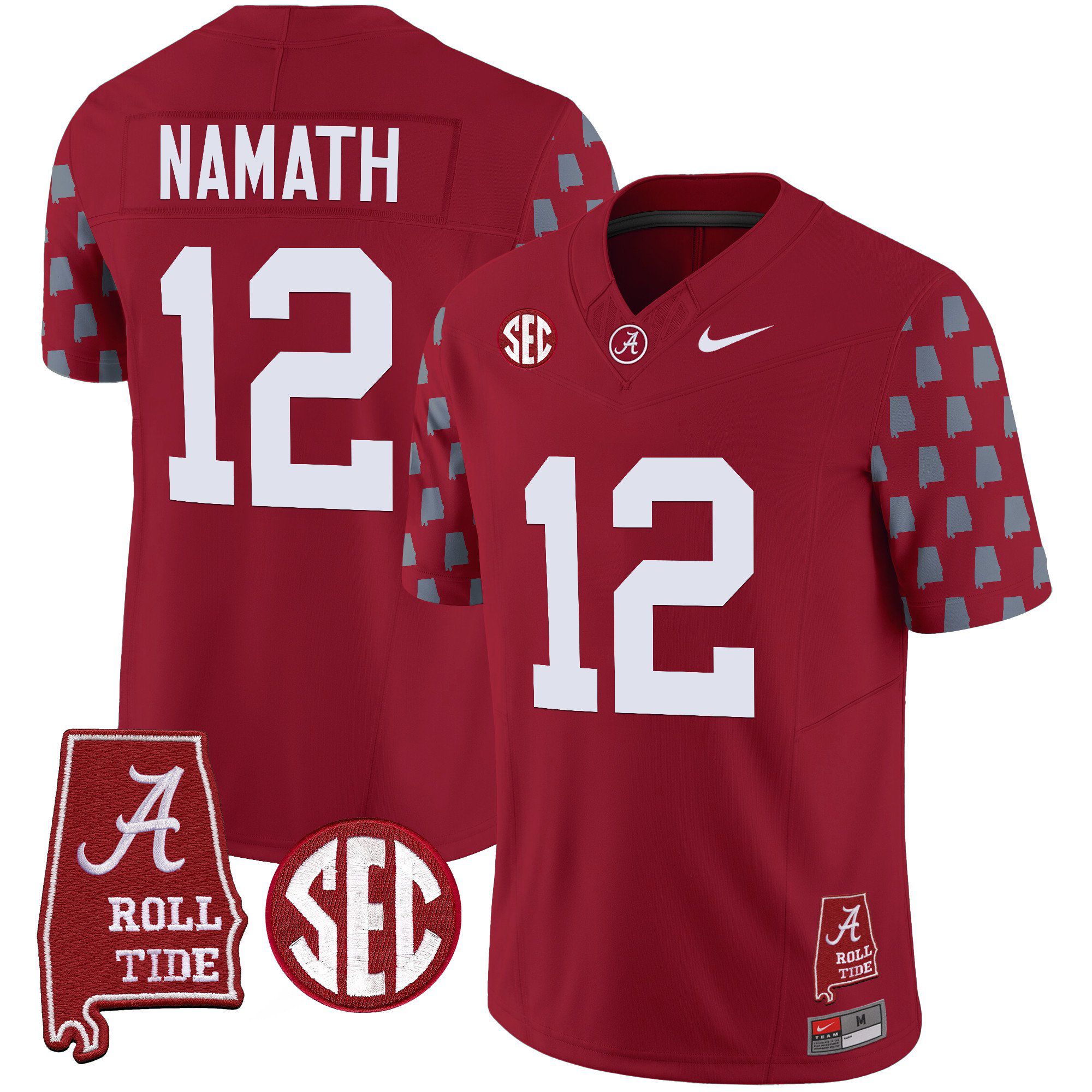Men Alabama Crimson Tide 12 Namath Red Vapor Limited 2024 Nike NCAA Jersey